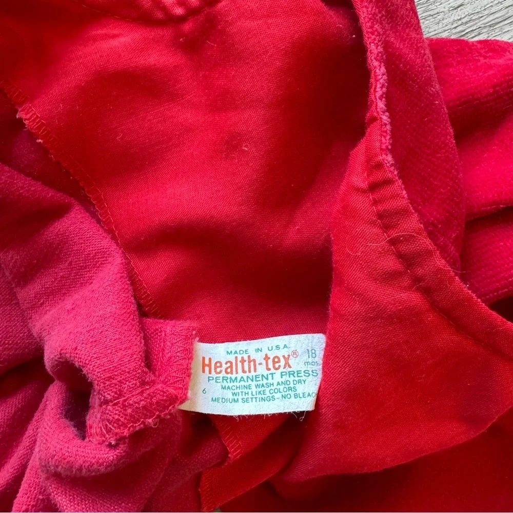 Vintage Kid's Health-Tex Red 123 Bib Overalls w/Snaps 18M  Made In USA - Picture 5 of 5
